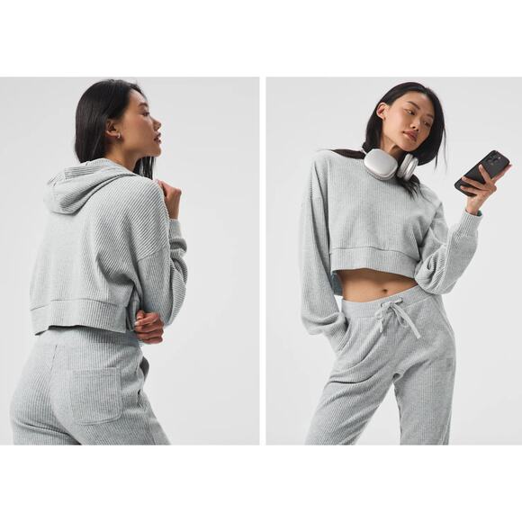 (S) $108 Alo Yoga Muse Hoodie Athletic‎ Heather Grey - Picture 1 of 7